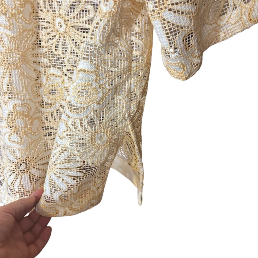 Sandro Paris Amarine Shirt Ivory Crochet Lace Blouse EU 3 - Picture 10 of 16